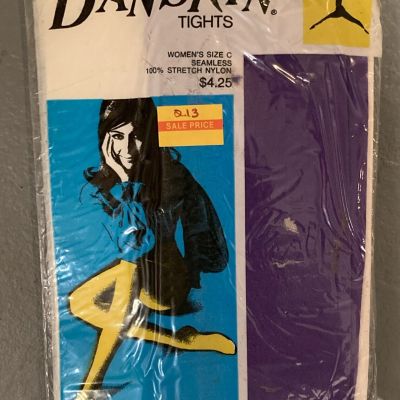 VINTAGE NOS IN PACKAGE DANSKIN SEAMLESS TIGHTS-PURPLE SIZE C